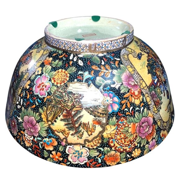 Antique Japanese Meiji Satsuma Geisha's Garden Song Bowl Gold Gilt Signed Cherry - Picture 4 of 8